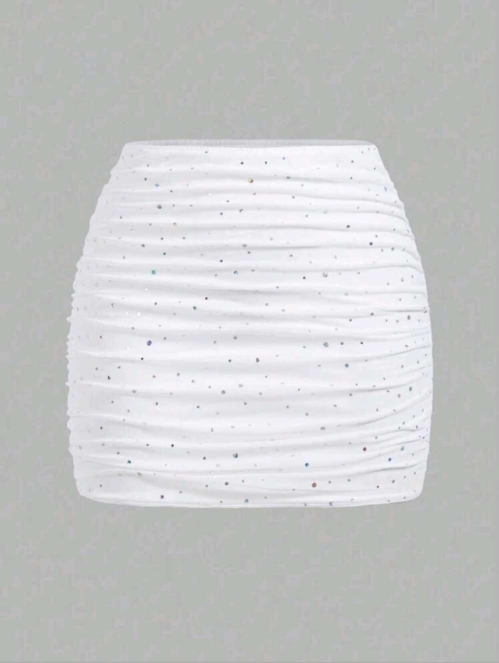 Ruched glitter mini skirt